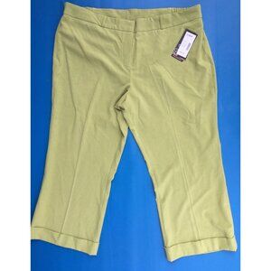 Maggie Barnes Catherines Diane Fit Pants 24WP Green Wide Leg Cuff Career NEW